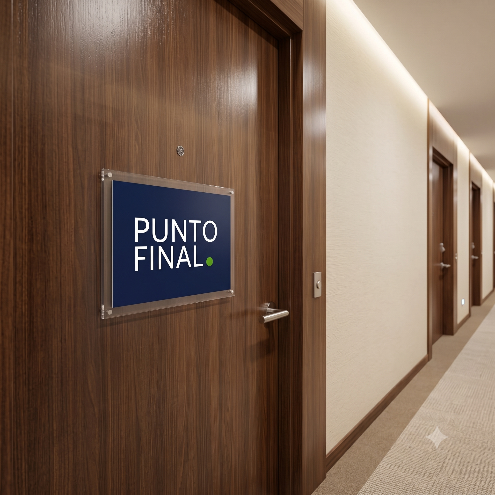 Puerta con la identidad visual de Punto Final